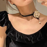 Vintage Rose Flower Choker Necklace Women Lady Jewelry