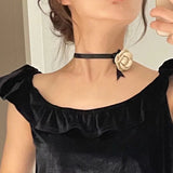 Vintage Rose Flower Choker Necklace Women Lady Jewelry