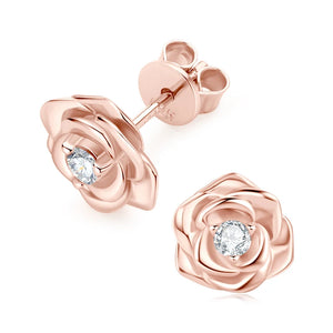 Vintage Rose Moissanite Stud Earrings 925 Sterling Silver Jewelry Gift