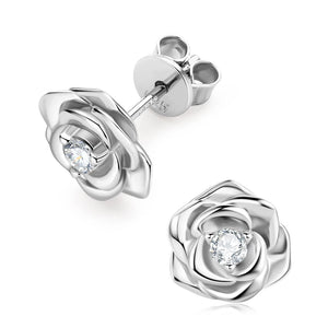 Vintage Rose Moissanite Stud Earrings 925 Sterling Silver Jewelry Gift
