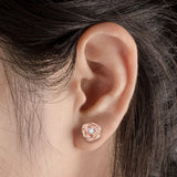 Vintage Rose Moissanite Stud Earrings 925 Sterling Silver Jewelry Gift