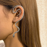 Vintage Rose Flower Snake Elf Ear Cuff Earrings Retro Gothic Punk Clip On