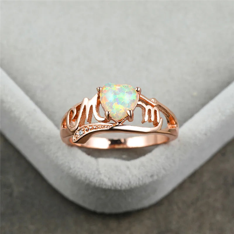 Vintage Purple Opal Heart Ring for Women