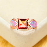 Vintage Rose Wedding Ring Charm Pink Opal Engagement Ring