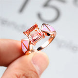 Vintage Rose Wedding Ring Charm Pink Opal Engagement Ring