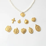 Vintage Rose Heart Steel Necklace with Pearls