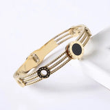 Vintage Roman Numerals Stainless Steel Bangle Bracelet