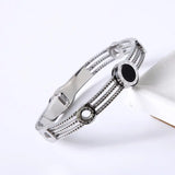 Vintage Roman Numerals Stainless Steel Bangle Bracelet