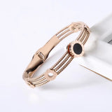Vintage Roman Numerals Stainless Steel Bangle Bracelet