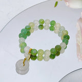 Round Green Agate Beaded Bracelet - YBR745