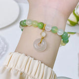 Round Green Agate Beaded Bracelet - YBR745