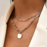Vintage Round Charm Layered Necklace for Women