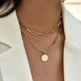 Vintage Round Charm Layered Necklace for Women