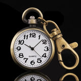 Vintage Round Pocket Key Chain Watch Pendant for Women Men