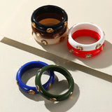 Colorful Crystal Bangle Geometric Resin Wide Cuff Bracelet Girls Charms