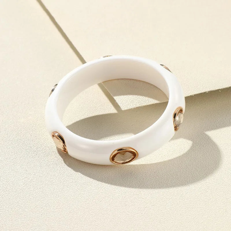 Colorful Crystal Bangle Geometric Resin Wide Cuff Bracelet Girls Charms
