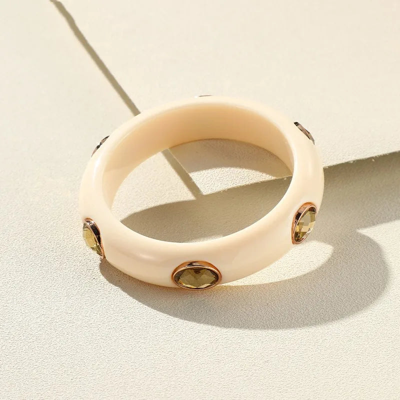 Colorful Crystal Bangle Geometric Resin Wide Cuff Bracelet Girls Charms