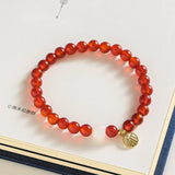 Vintage Red Agate Jade Beaded Bracelet Ethnic Jewelry