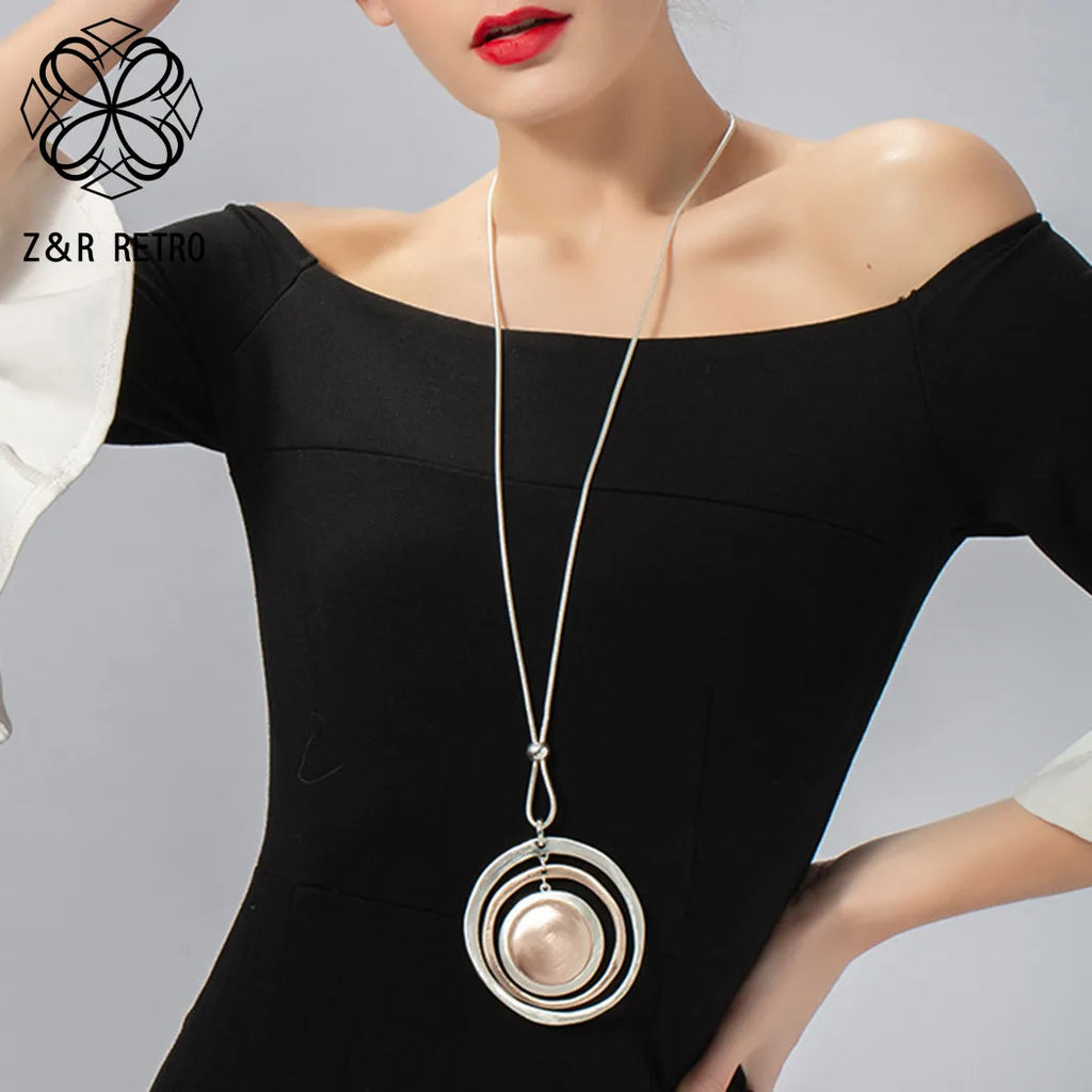 Vintage Long Chains Necklace Pendant Jewelry for Women