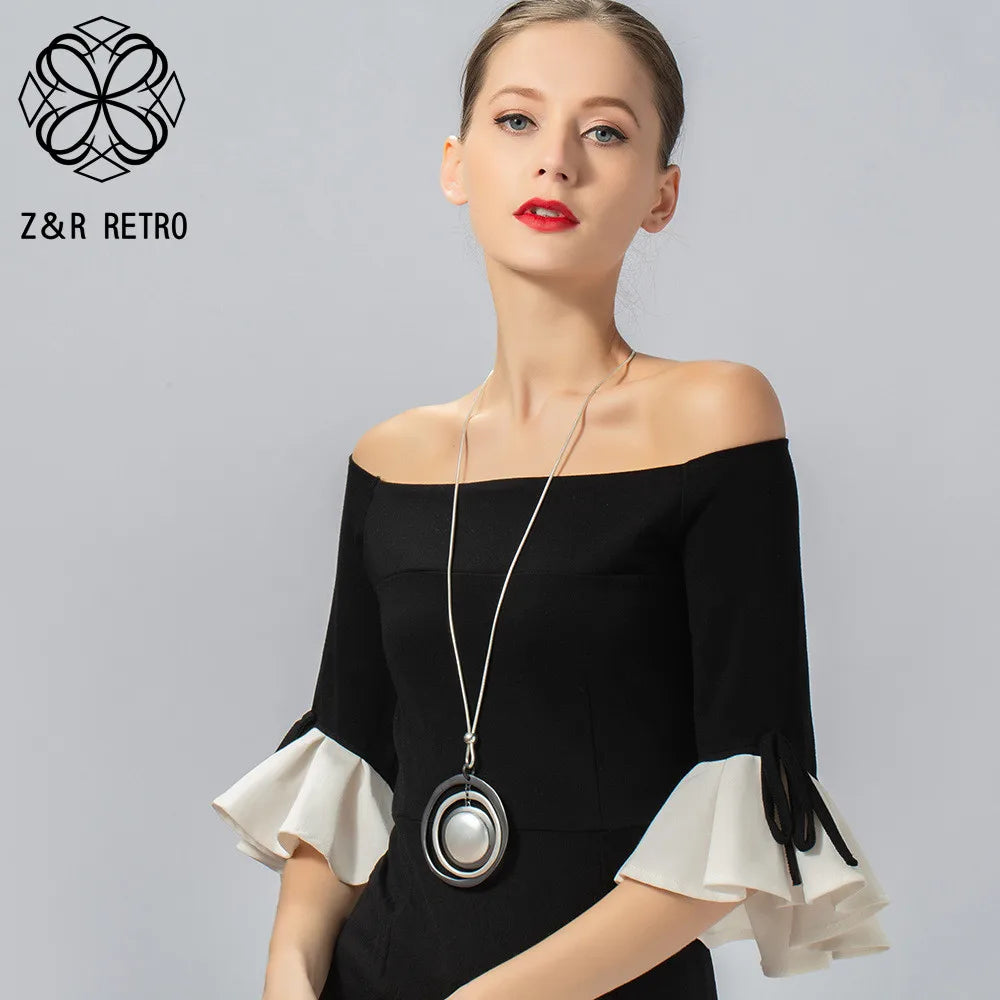 Vintage Long Chains Necklace Pendant Jewelry for Women