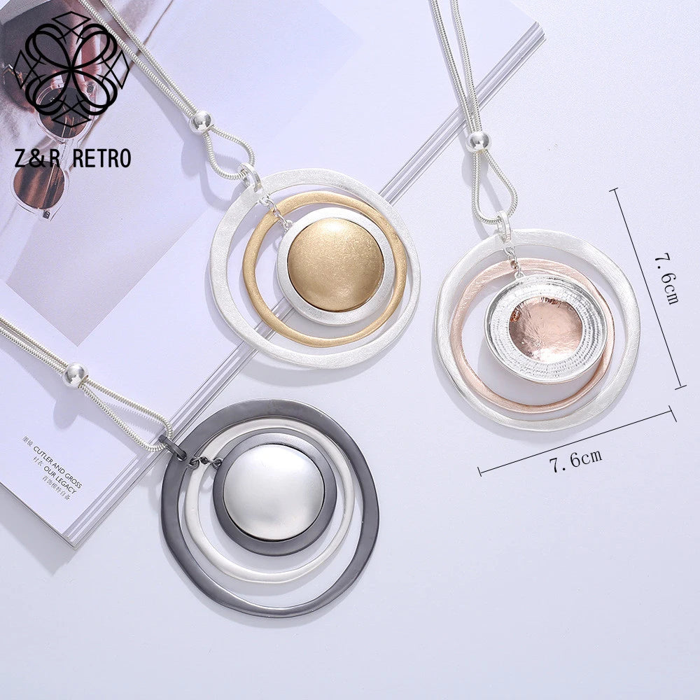 Vintage Long Chains Necklace Pendant Jewelry for Women