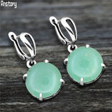 Vintage Round Quartz Lapis Claw Pendant Earrings