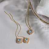 Vintage 925 Silver Zircon Lace Pendant Necklace Wedding Bridal Jewelry