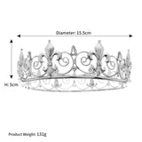Vintage Royal Full Round Crown Baroque Alloy Rhinestone Tiaras