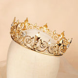 Vintage Royal Full Round Crown Baroque Alloy Rhinestone Tiaras