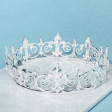 Vintage Royal Full Round Crown Baroque Alloy Rhinestone Tiaras