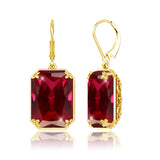 Vintage Ruby Drop Earrings 18K Plated 925 Silver Hoop Earrings