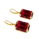 Vintage Ruby Drop Earrings 18K Plated 925 Silver Hoop Earrings