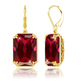 Vintage Ruby Drop Earrings 18K Plated 925 Silver Hoop Earrings