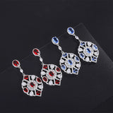Vintage Ruby Sapphire Gemstone Drop Earrings for Women