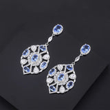 Vintage Ruby Sapphire Gemstone Drop Earrings for Women