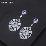 Vintage Ruby Sapphire Gemstone Drop Earrings for Women