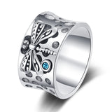 Vintage S925 Sterling Silver Dragonfly Finger Ring
