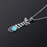 Vintage S925 Silver Turquoise Pendant Necklace Women Grape Plant Long
