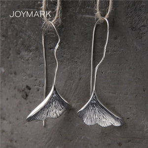 Vintage S925 Sterling Silver Leaf Earrings Thai Silver Hook Earrings
