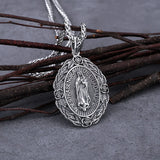 Vintage Saint Mary Pendant Necklace Christian Charm Jewelry Gift