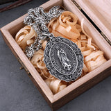 Vintage Saint Mary Pendant Necklace Christian Charm Jewelry Gift