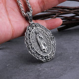 Vintage Saint Mary Pendant Necklace Christian Charm Jewelry Gift