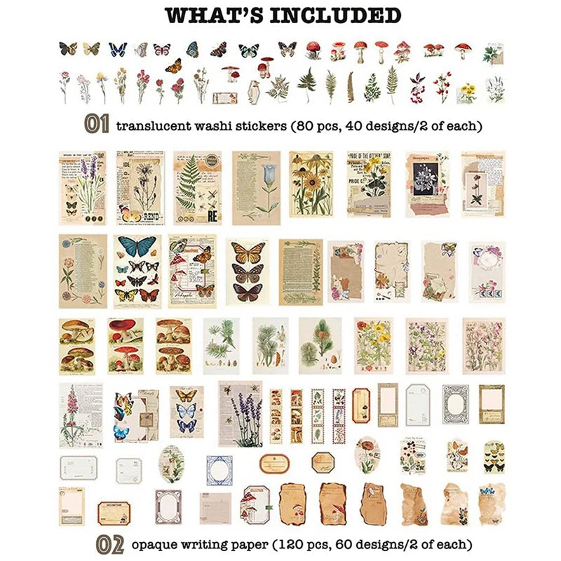 Vintage Scrapbook Supplies Pack (400 Pcs)