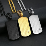 Vintage Scripture Zircon Diamonds Faith Pendant Necklace for Men