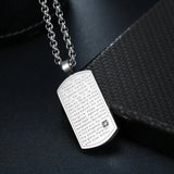 Vintage Scripture Zircon Diamonds Faith Pendant Necklace for Men