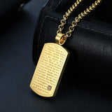 Vintage Scripture Zircon Diamonds Faith Pendant Necklace for Men
