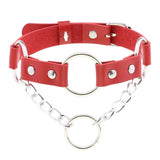 Vintage PU Leather Chain Choker Necklace
