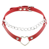 Vintage PU Leather Chain Choker Necklace