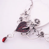 Crystal Red Heart Pendant Necklace Gothic Rose Choker Halloween Party
