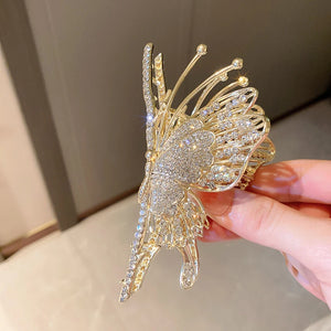 Vintage Butterfly Hair Clips Cubic Zirconia Copper Hair Claws